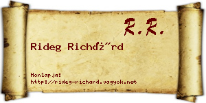 Rideg Richárd névjegykártya