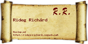 Rideg Richárd névjegykártya