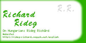 richard rideg business card
