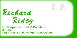 richard rideg business card